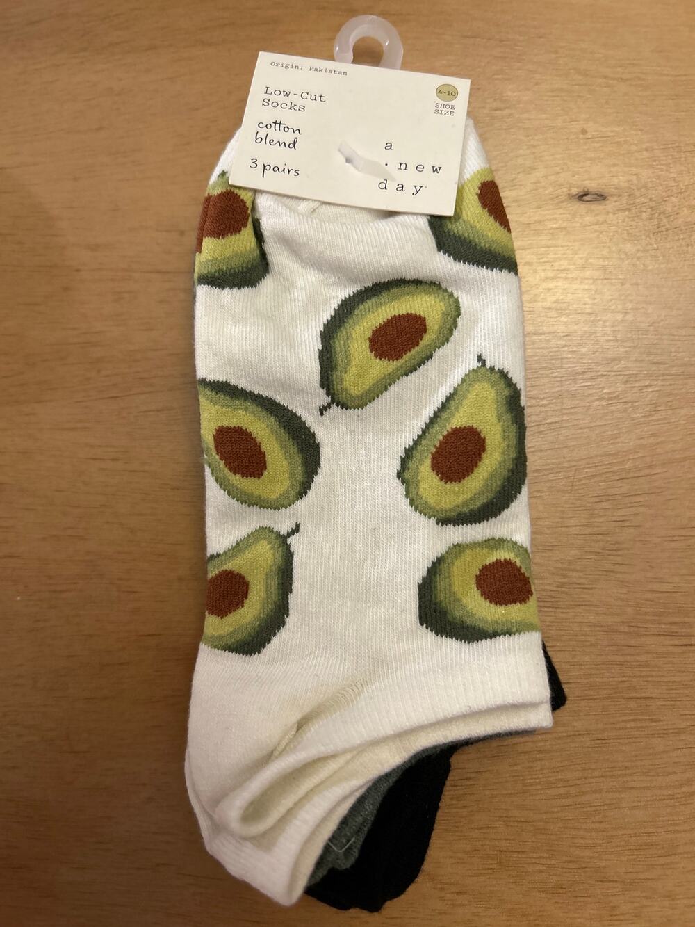 New Womens 3 Pairs A New Day Avacado 🥑Print low cut socks shoe size 4-10